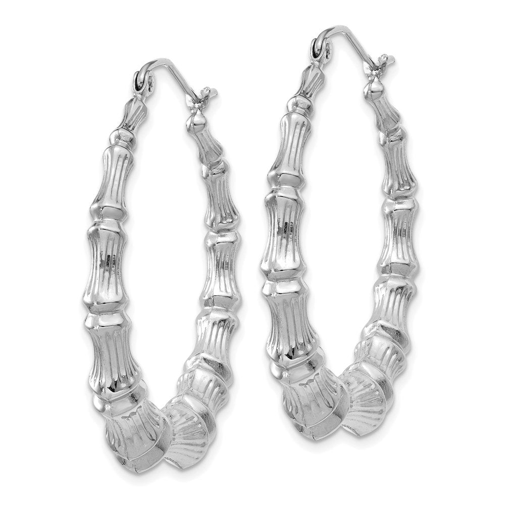 14k Polished Bamboo Hoop Earrings