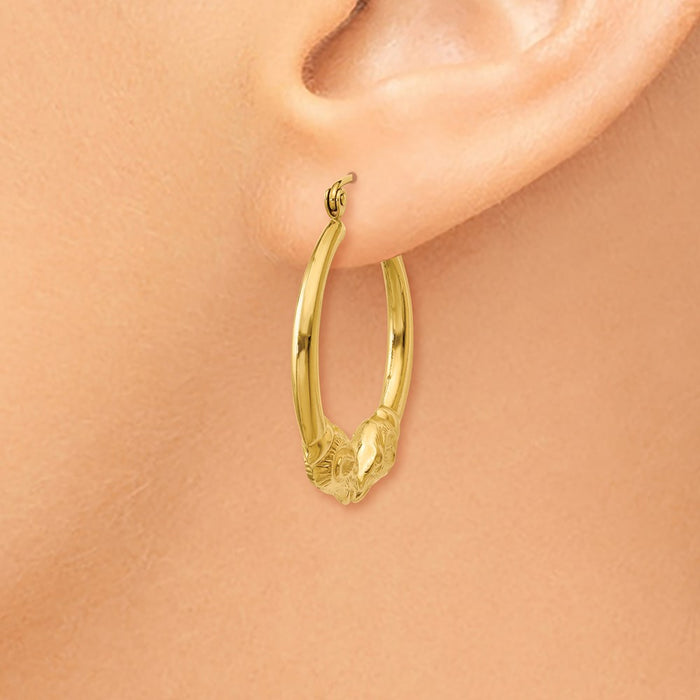 14k Polished Ram Hoop Earrings