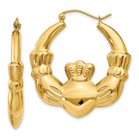 Thumbnail for 14k Polished Claddagh Hoop Earrings