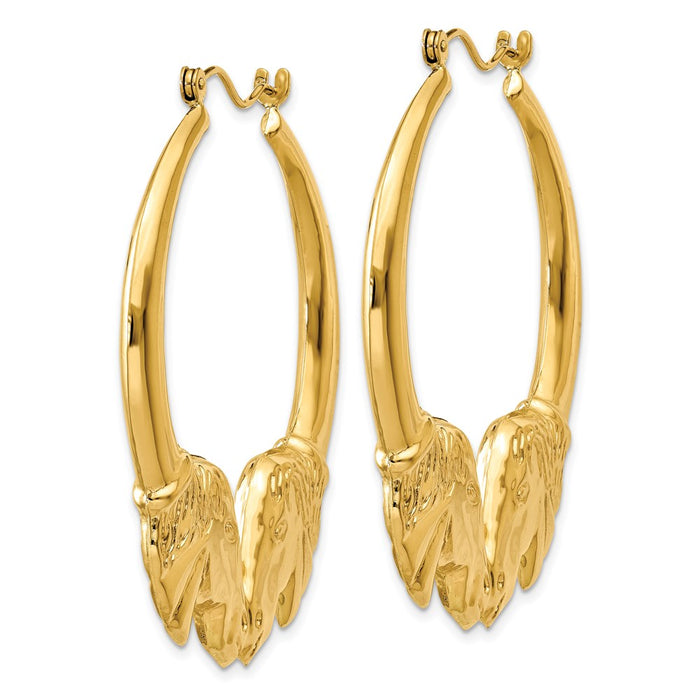 14k Polished Horse Hoop Earrings