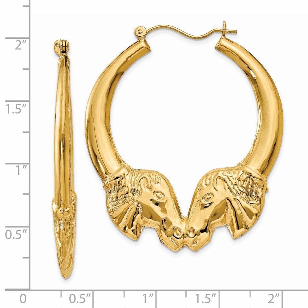 14k Polished Horse Hoop Earrings
