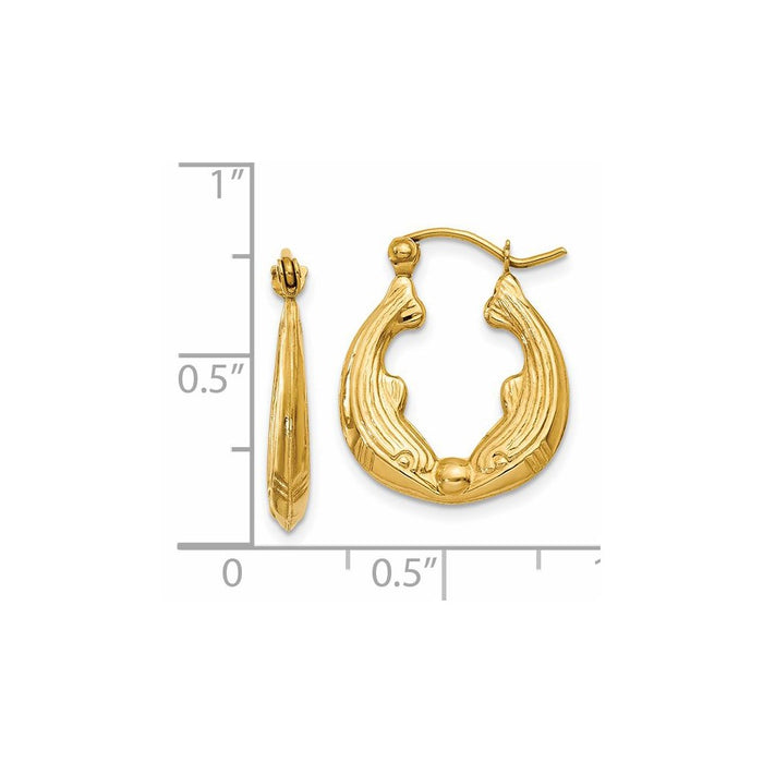 14k Dolphin Hoop Earrings