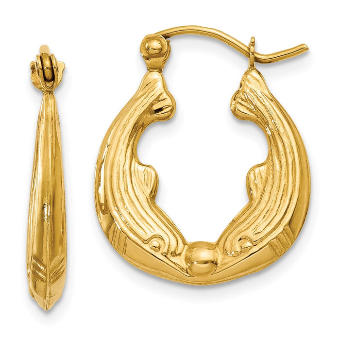 14k Dolphin Hoop Earrings