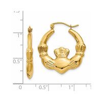 Thumbnail for 14k Polished Claddagh Hoop Earrings