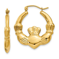 Thumbnail for 14k Polished Claddagh Hoop Earrings