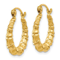 Thumbnail for 14k Polished Bamboo Design Hollow Hoop Earrings