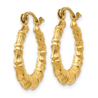 Thumbnail for 14k Polished Bamboo Design Hollow Hoop Earrings