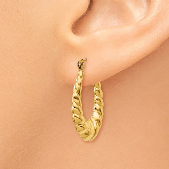 14k Polished Twisted Hollow Hoop Earrings