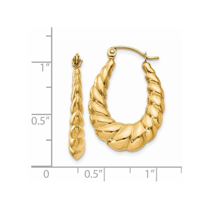 14k Polished Twisted Hollow Hoop Earrings