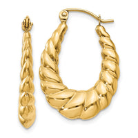 Thumbnail for 14k Polished Twisted Hollow Hoop Earrings