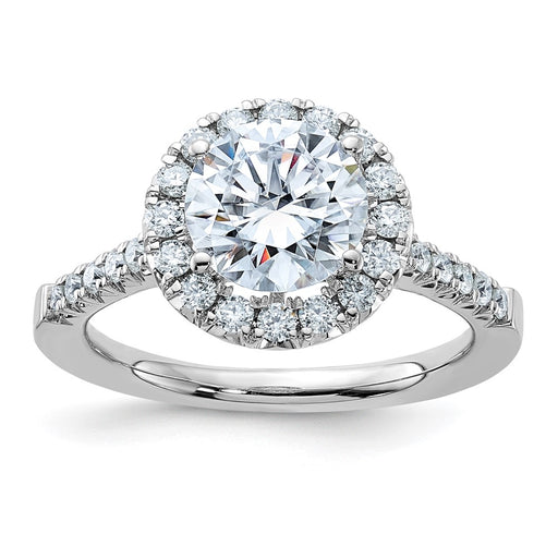 14kw 2 1/2ct. D E F Pure Light Round Halo Moissanite Engagement Ring