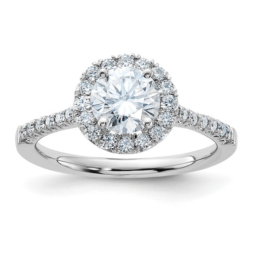 14kw 1 1/2ct. D E F Pure Light Round Halo Moissanite Engagement Ring