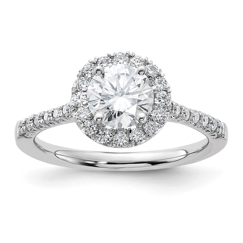 14kw 1 1/2ct. G H I True Light Round Halo Moissanite Engagement Ring