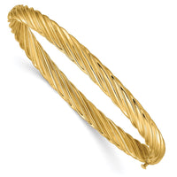 Thumbnail for 14k 4/16 Fancy Textured Hinged Bangle Bracelet