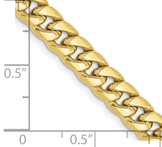 24" 10 Karat Semi-Solid Miami Curb Necklace