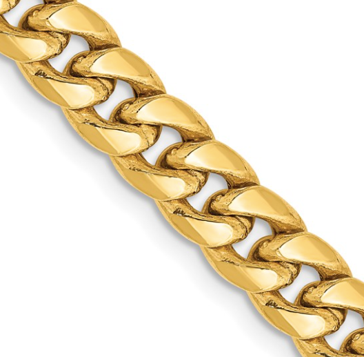 14 Karat Yellow Gold Miami Curb chain--24" in length
