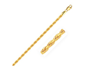Solid Rope Chain in 14k Yellow Gold (3.0 mm) 22 inches in length