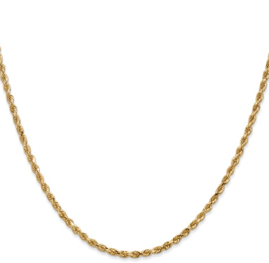 22" Diamond Cut Rope Chain with  Baseball Bat Crucifix