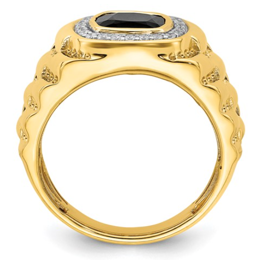 Men's Onyx and Diamond Rolex Band RIng