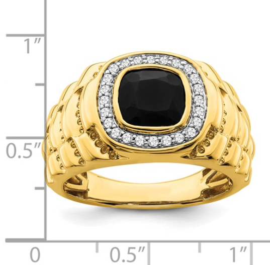 Men's Onyx and Diamond Rolex Band RIng