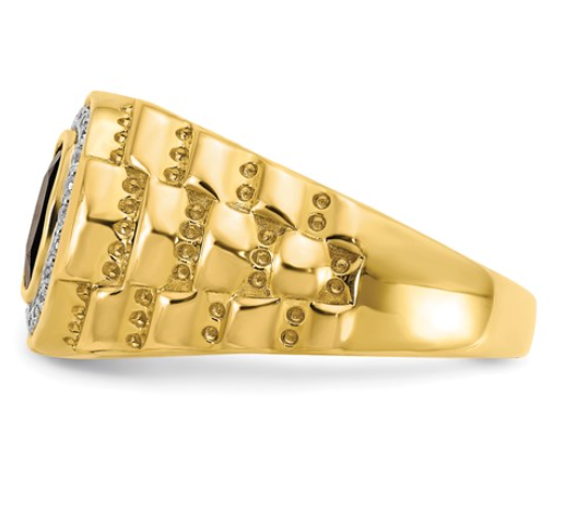 Men's Onyx and Diamond Rolex Band RIng
