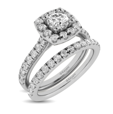 1 Carat Halo Diamond Bridal Set in Cushion Setting