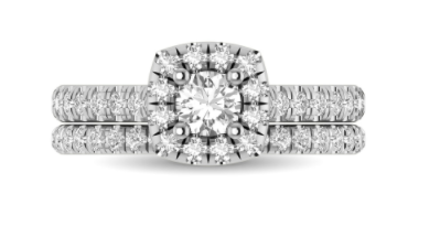 1 Carat Halo Diamond Bridal Set in Cushion Setting