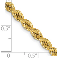 Thumbnail for 22 INCH, 4MM  14  KARAT YELLOW  GOLD  SOLID GOLD ROPE NECKLACE
