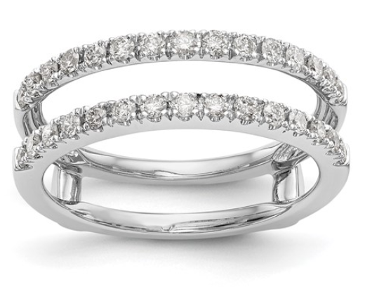 Ring Guard 2 Rows-1/2 carat total weight diamonds. 14 k white gold