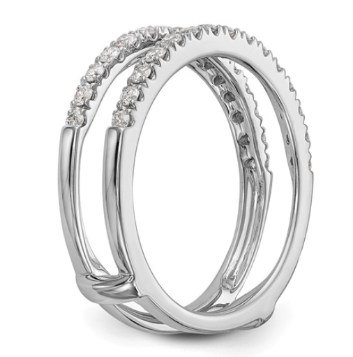 Ring Guard 2 Rows-1/2 carat total weight diamonds. 14 k white gold