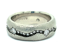 Thumbnail for Custom hammered 7mm size 12, 10 karat white gold mens wedding band