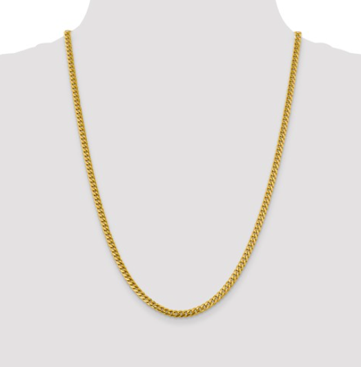 4mm Solid 14 karat yellow Gold Miami curb necklace-24" long