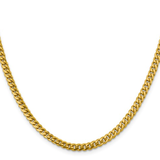 4mm Solid 14 karat yellow Gold Miami curb necklace-24" long