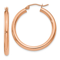 Thumbnail for 14k Rose Gold Polished 3mm Lightweight Tube Hoop Earrings