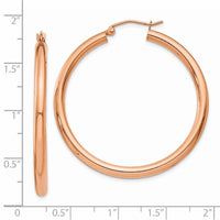 Thumbnail for 14k Rose Gold Polished 3mm Lightweight Tube Hoop Earrings