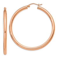 Thumbnail for 14k Rose Gold Polished 3mm Lightweight Tube Hoop Earrings