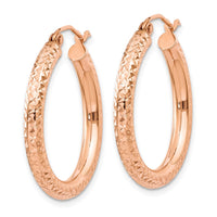 Thumbnail for 14k Rose Gold 3mm Diamond-cut Hoop