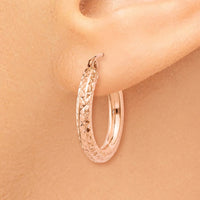 Thumbnail for 14k Rose Gold 3mm Diamond-cut Hoop