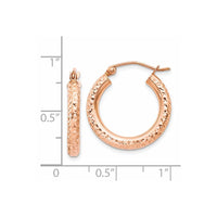 Thumbnail for 14k Rose Gold 3mm Diamond-cut Hoop