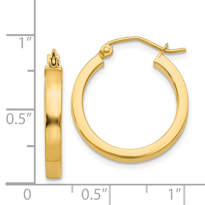 14k 2x3mm Square Tube Hoops