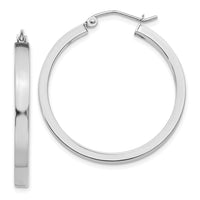 Thumbnail for 14k White Gold 2x3mm Rectangle Tube Hoop