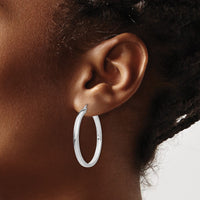 Thumbnail for 14k White Gold 2x3mm Rectangle Tube Hoop