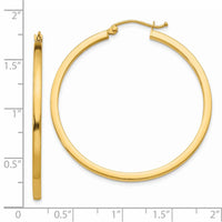Thumbnail for 14k 2mm Square Tube Hoop Earrings