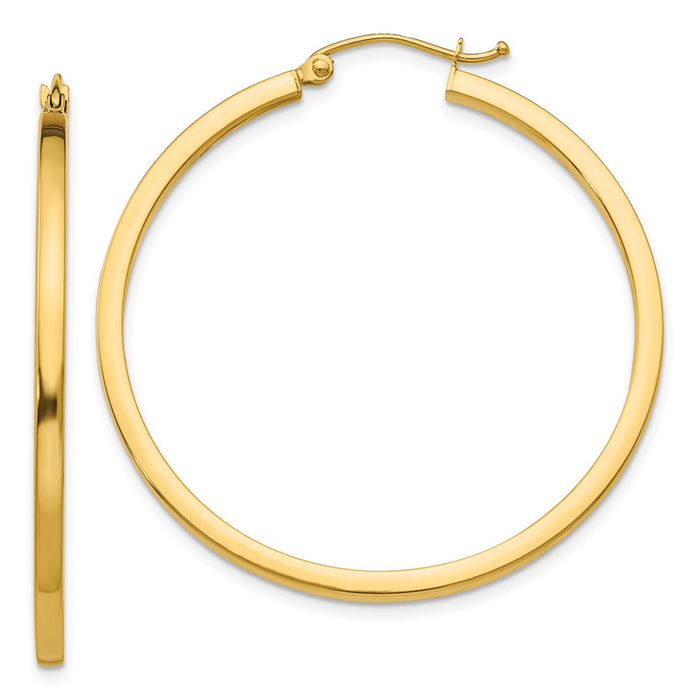 14k 2mm Square Tube Hoop Earrings