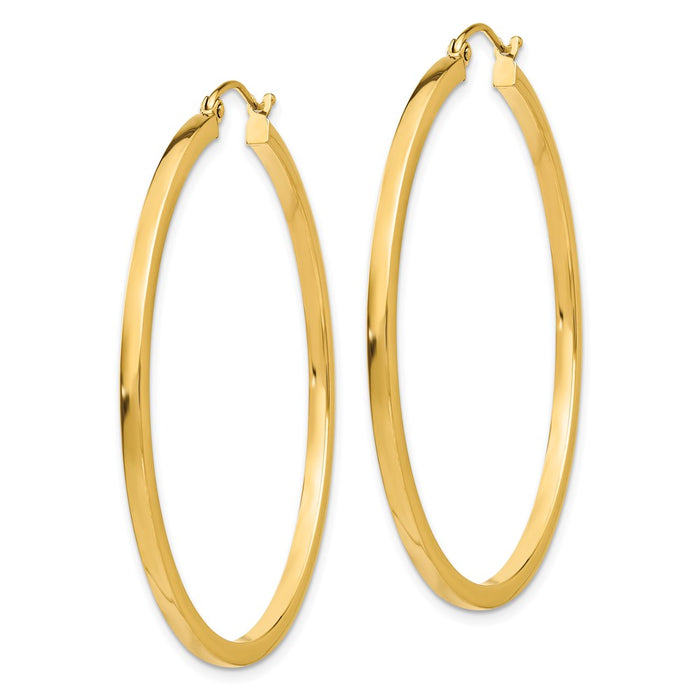 14k 2mm Square Tube Hoop Earrings