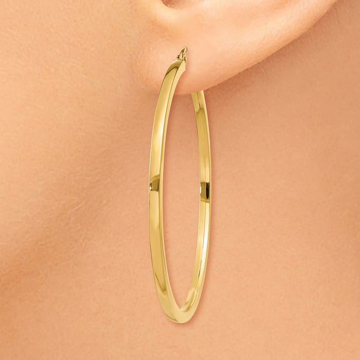 14k 2mm Square Tube Hoop Earrings