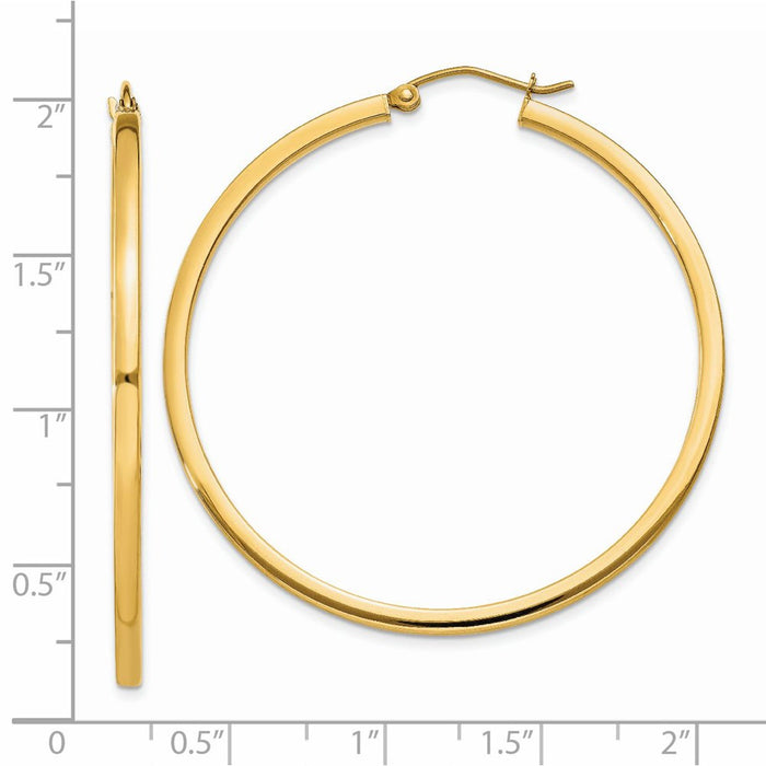 14k 2mm Square Tube Hoop Earrings