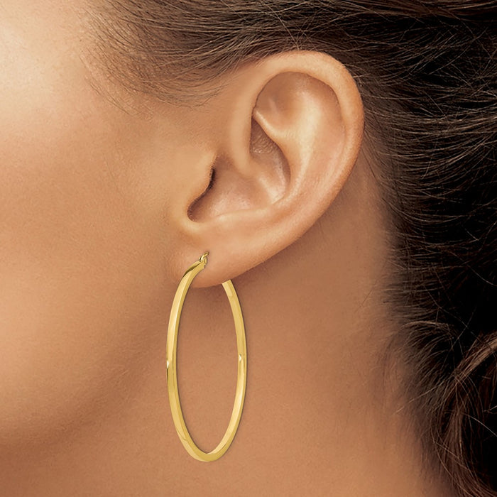 14k 2mm Square Tube Hoop Earrings