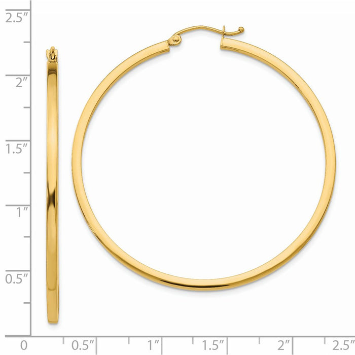 14k 2mm Square Tube Hoop Earrings