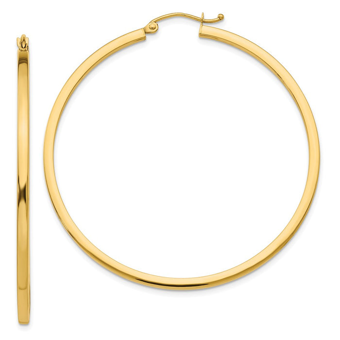 14k 2mm Square Tube Hoop Earrings